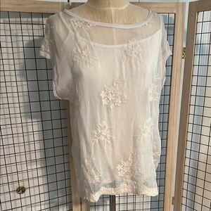 Silk Blend Embellished Short Sleeve Blouse